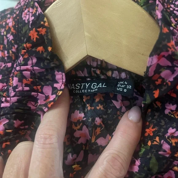 Nasty Gal Like New Floral Print High Neck Midi Smock Dress Size 0 - Picture 5 of 7